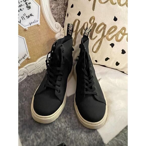 Black doc martins combat/work boots lace up men 6m women 8m street club - Picture 6 of 9